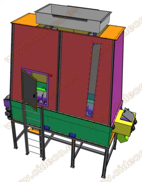 diseño 3D de silo con removedores CIDECO.es